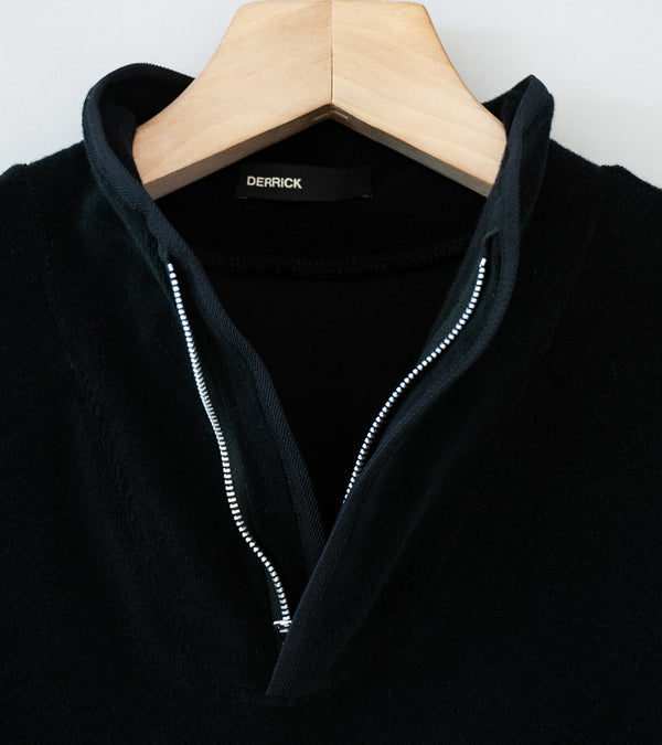 DERRICK 'Near Velvet Terry Zip Up' (Black Cotton Micro Towelling)
