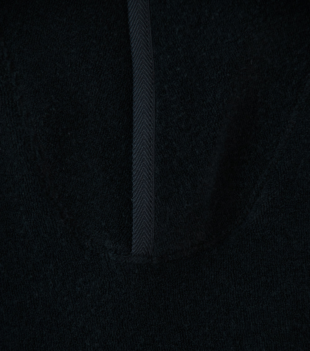 DERRICK 'Near Velvet Terry Zip Up' (Black Cotton Micro Towelling)