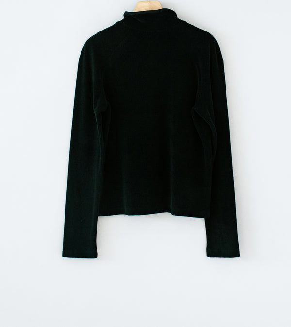 DERRICK 'Near Velvet Terry Zip Up' (Black Cotton Micro Towelling)