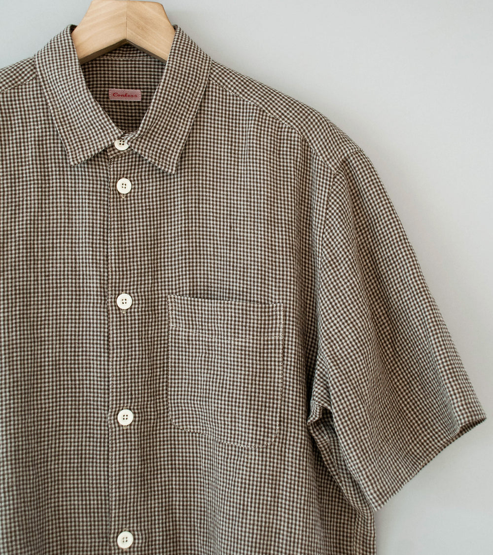 Conkers 'Short Sleeve Relaxed Farmer Shirt' (Straw Irish Linen)