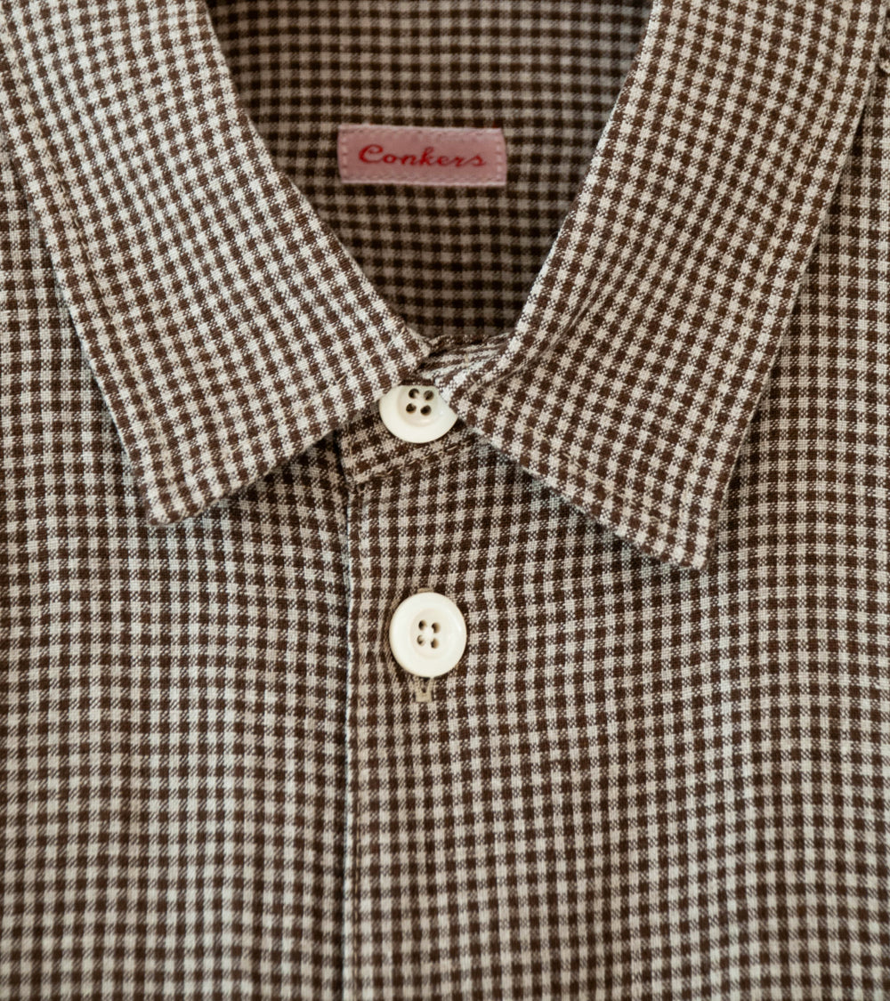 Conkers 'Short Sleeve Relaxed Farmer Shirt' (Straw Irish Linen)