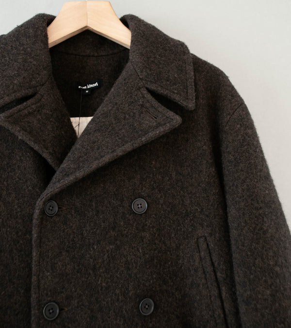 Evan Kinori 'Peacoat' (Dark Brown Brushed Wool Coating)