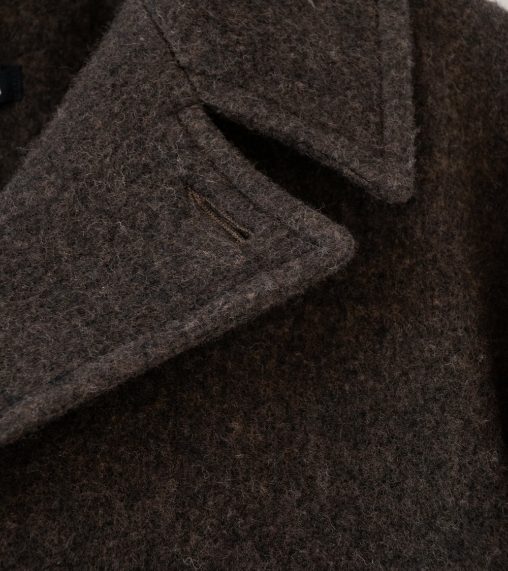 Evan Kinori 'Peacoat' (Dark Brown Brushed Wool Coating)