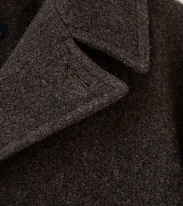 Evan Kinori 'Peacoat' (Dark Brown Brushed Wool Coating)