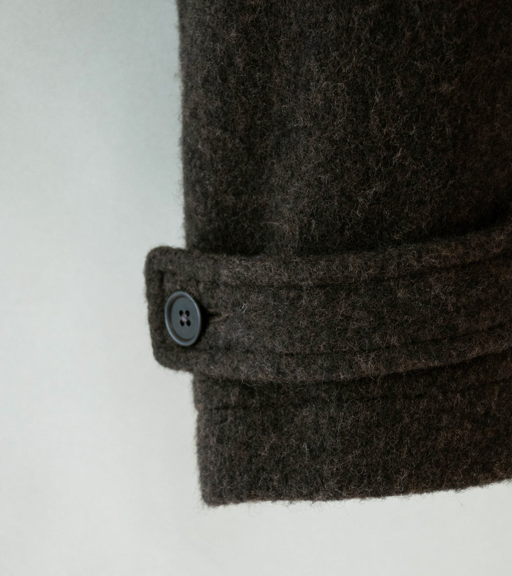 Evan Kinori 'Peacoat' (Dark Brown Brushed Wool Coating)
