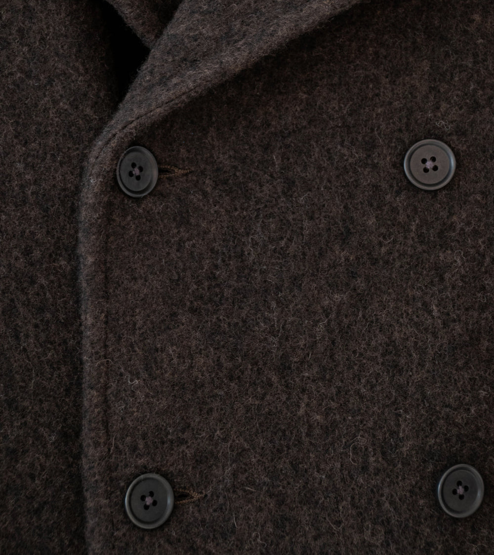 Evan Kinori 'Peacoat' (Dark Brown Brushed Wool Coating)
