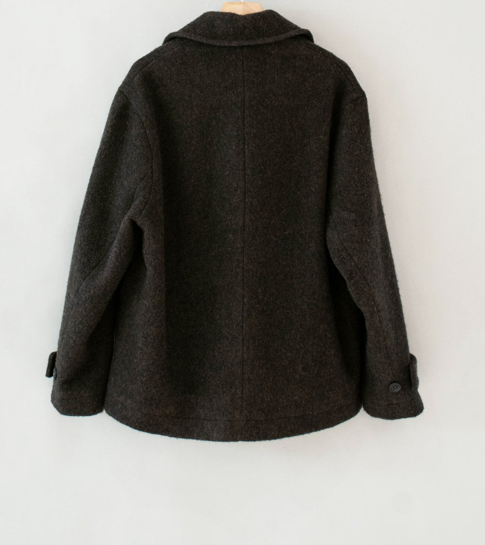 Evan Kinori 'Peacoat' (Dark Brown Brushed Wool Coating)