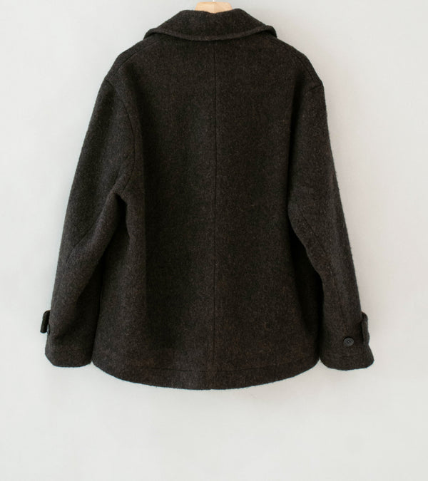 Evan Kinori 'Peacoat' (Dark Brown Brushed Wool Coating)