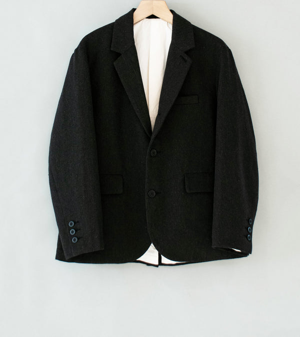 Evan Kinori 'Three Button Jacket' (Black Brown Wool Linen Herringbone)