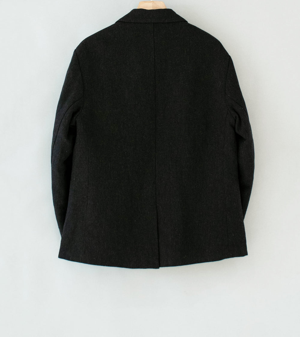Evan Kinori 'Three Button Jacket' (Black Brown Wool Linen Herringbone)