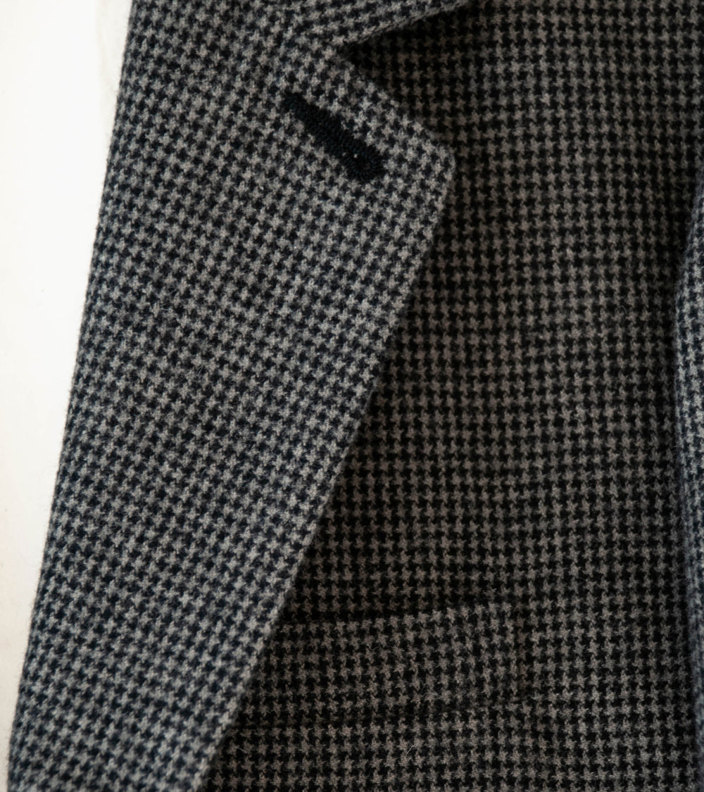 Evan Kinori 'Three Button Jacket' (Charcoal Black Wool Cotton Cashmere Puppytooth)