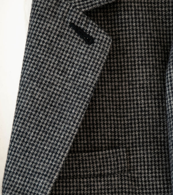 Evan Kinori 'Three Button Jacket' (Charcoal Black Wool Cotton Cashmere Puppytooth)