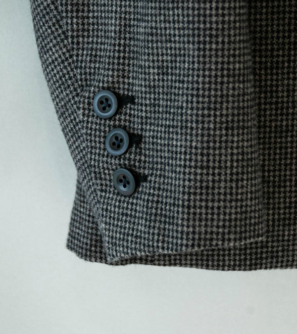 Evan Kinori 'Three Button Jacket' (Charcoal Black Wool Cotton Cashmere Puppytooth)