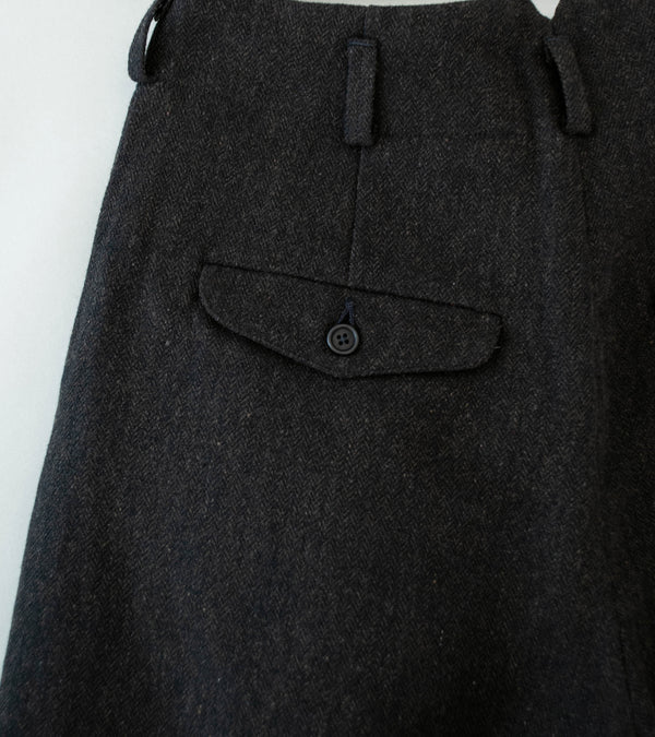 Evan Kinori 'Two Pleat Pant' (Black Brown Wool Linen Herringbone)