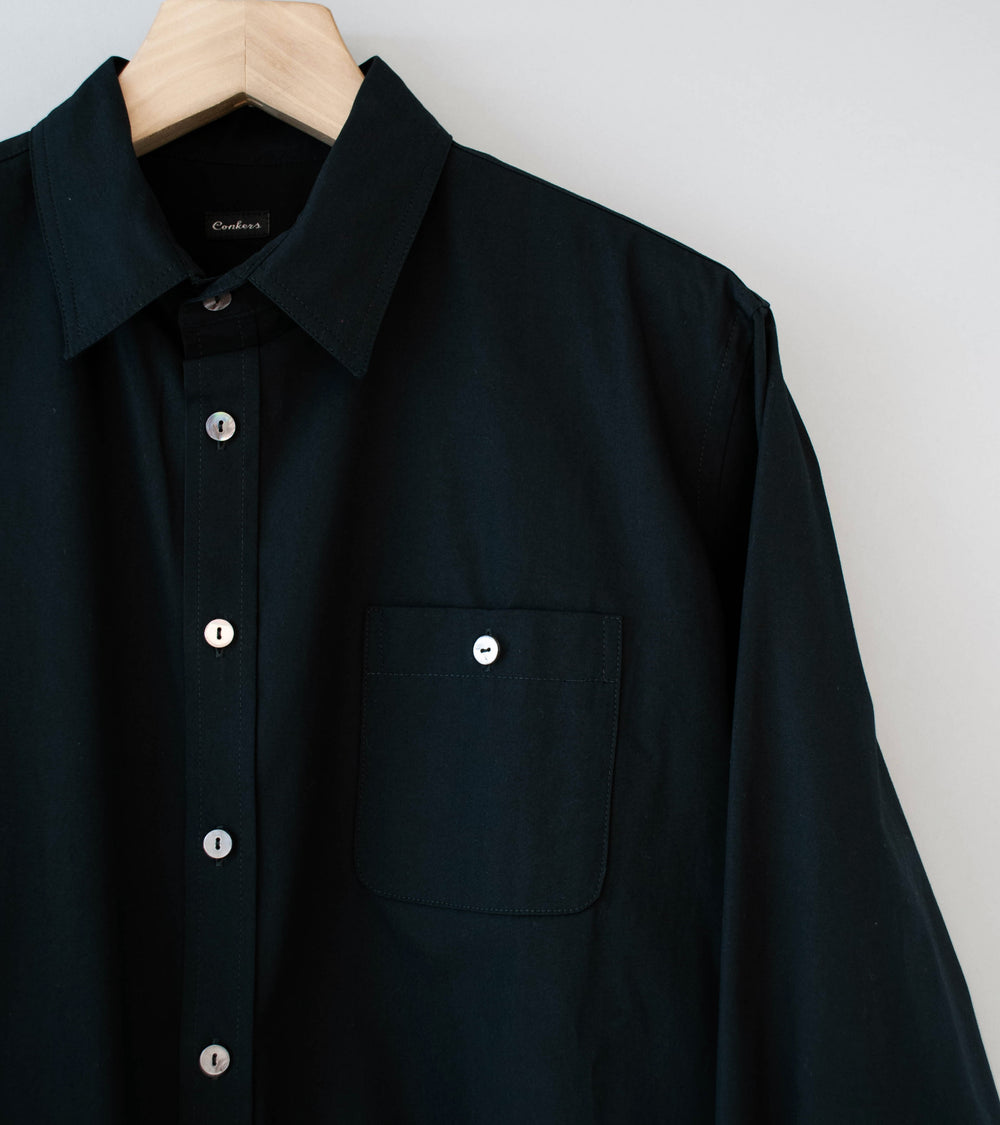 Conkers 'Sunday Shirt' (Black Cotton Poplin)