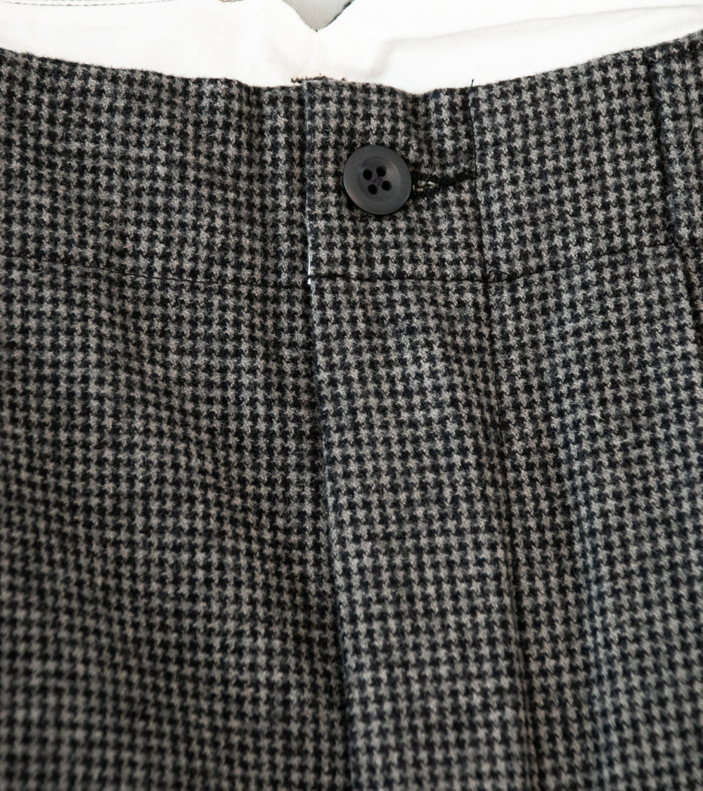 Evan Kinori 'Two Pleat Pant' (Charcoal Black Wool Cotton Cashmere Puppytooth)