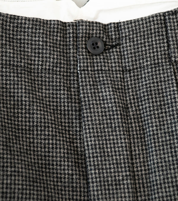 Evan Kinori 'Two Pleat Pant' (Charcoal Black Wool Cotton Cashmere Puppytooth)