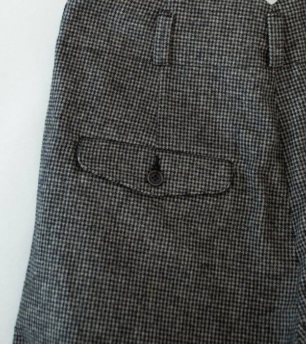 Evan Kinori 'Two Pleat Pant' (Charcoal Black Wool Cotton Cashmere Puppytooth)