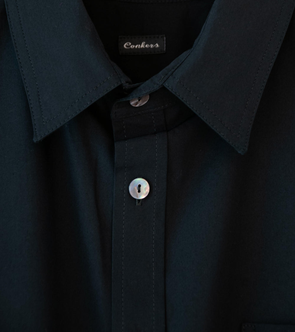 Conkers 'Sunday Shirt' (Black Cotton Poplin)