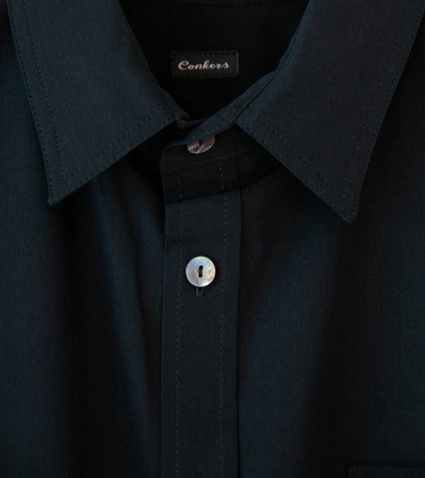Conkers 'Sunday Shirt' (Black Cotton Poplin)