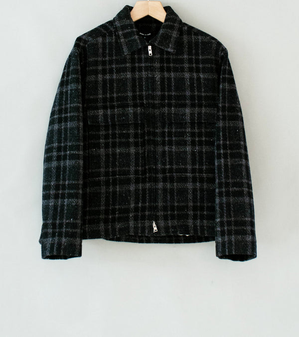 Evan Kinori 'Zip Jacket' (Black Grey Wool Tweed Check)