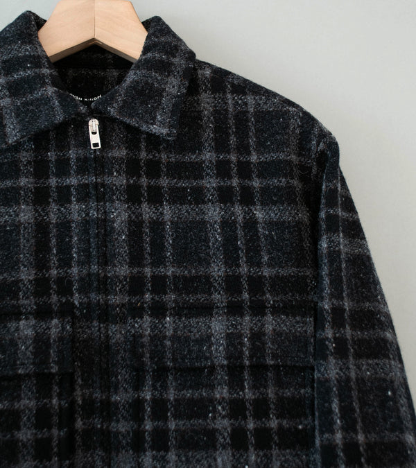 Evan Kinori 'Zip Jacket' (Black Grey Wool Tweed Check)