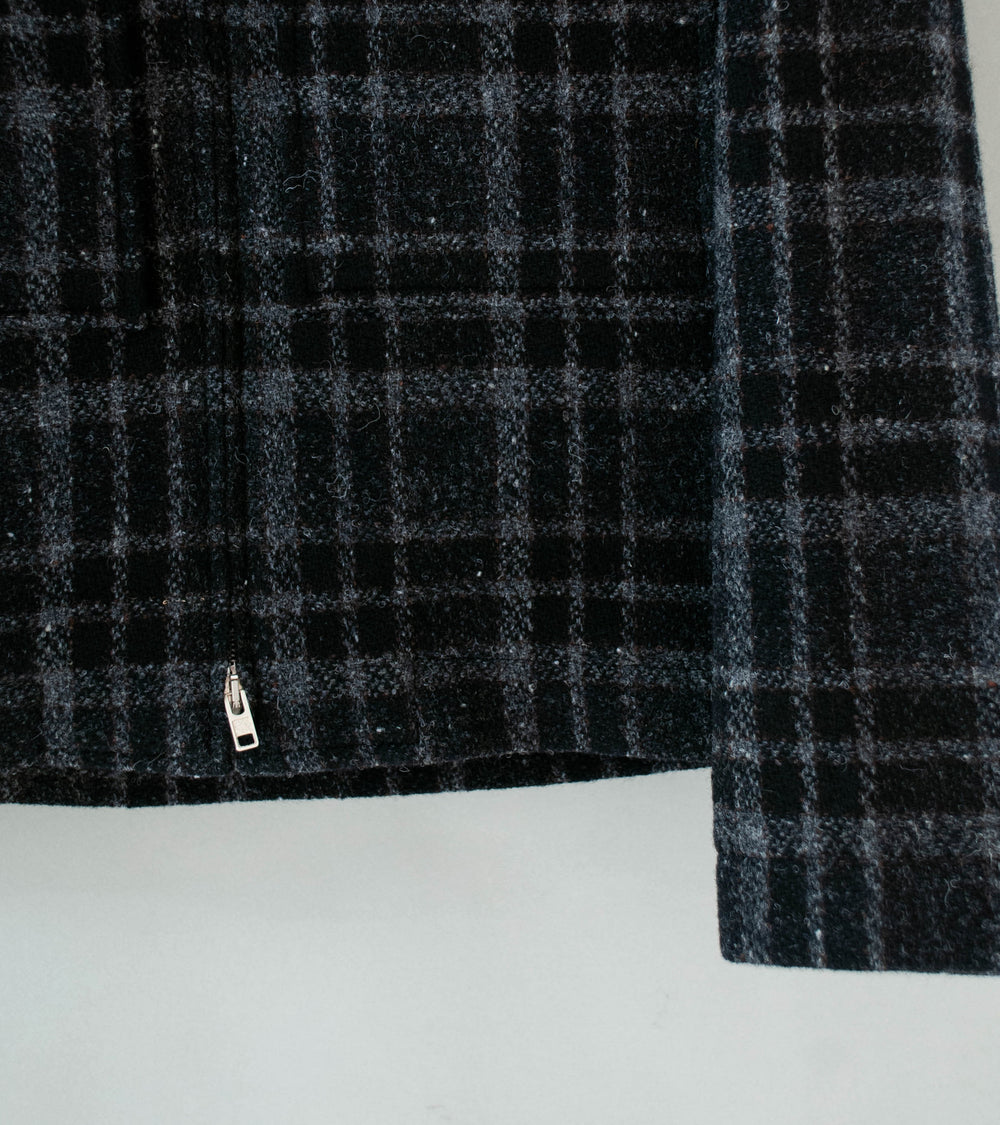 Evan Kinori 'Zip Jacket' (Black Grey Wool Tweed Check)