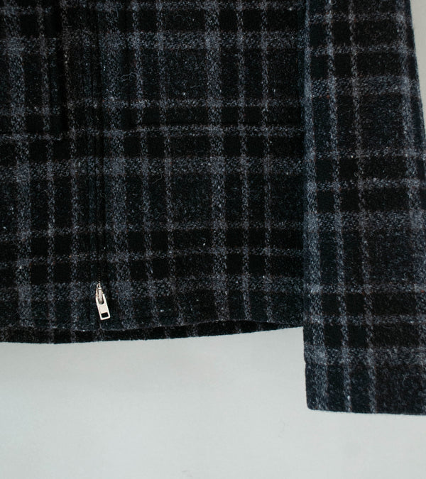 Evan Kinori 'Zip Jacket' (Black Grey Wool Tweed Check)