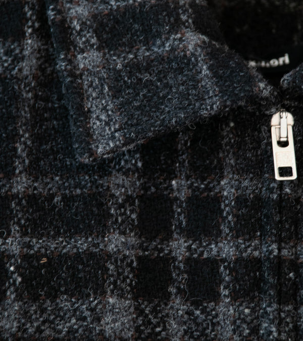 Evan Kinori 'Zip Jacket' (Black Grey Wool Tweed Check)