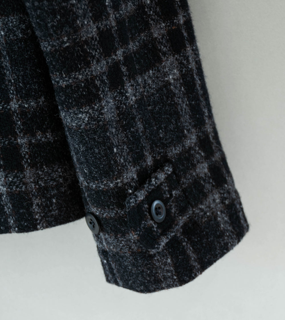 Evan Kinori 'Zip Jacket' (Black Grey Wool Tweed Check)