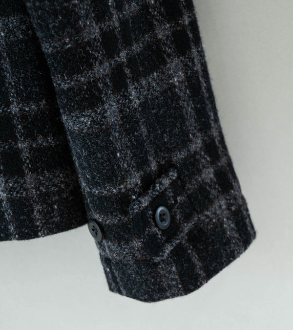 Evan Kinori 'Zip Jacket' (Black Grey Wool Tweed Check)