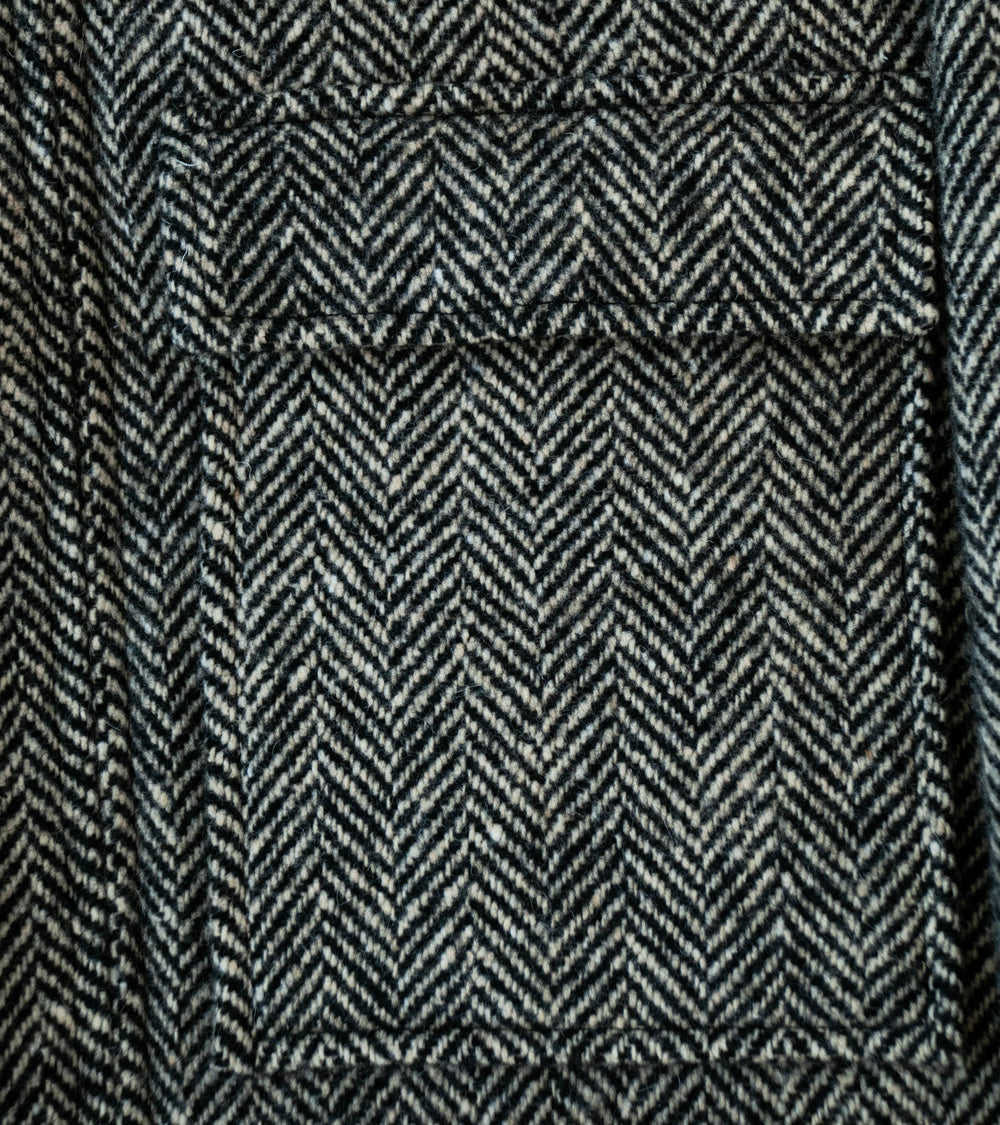 Evan Kinori 'Zip Jacket' (Natural Black Irish Wool Herringbone)
