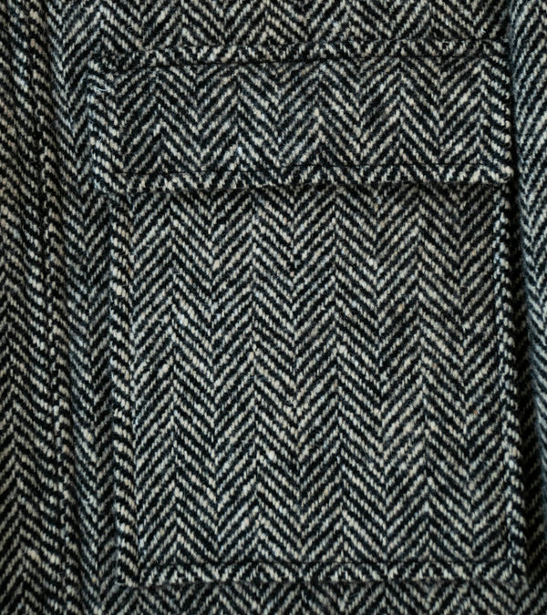 Evan Kinori 'Zip Jacket' (Natural Black Irish Wool Herringbone)
