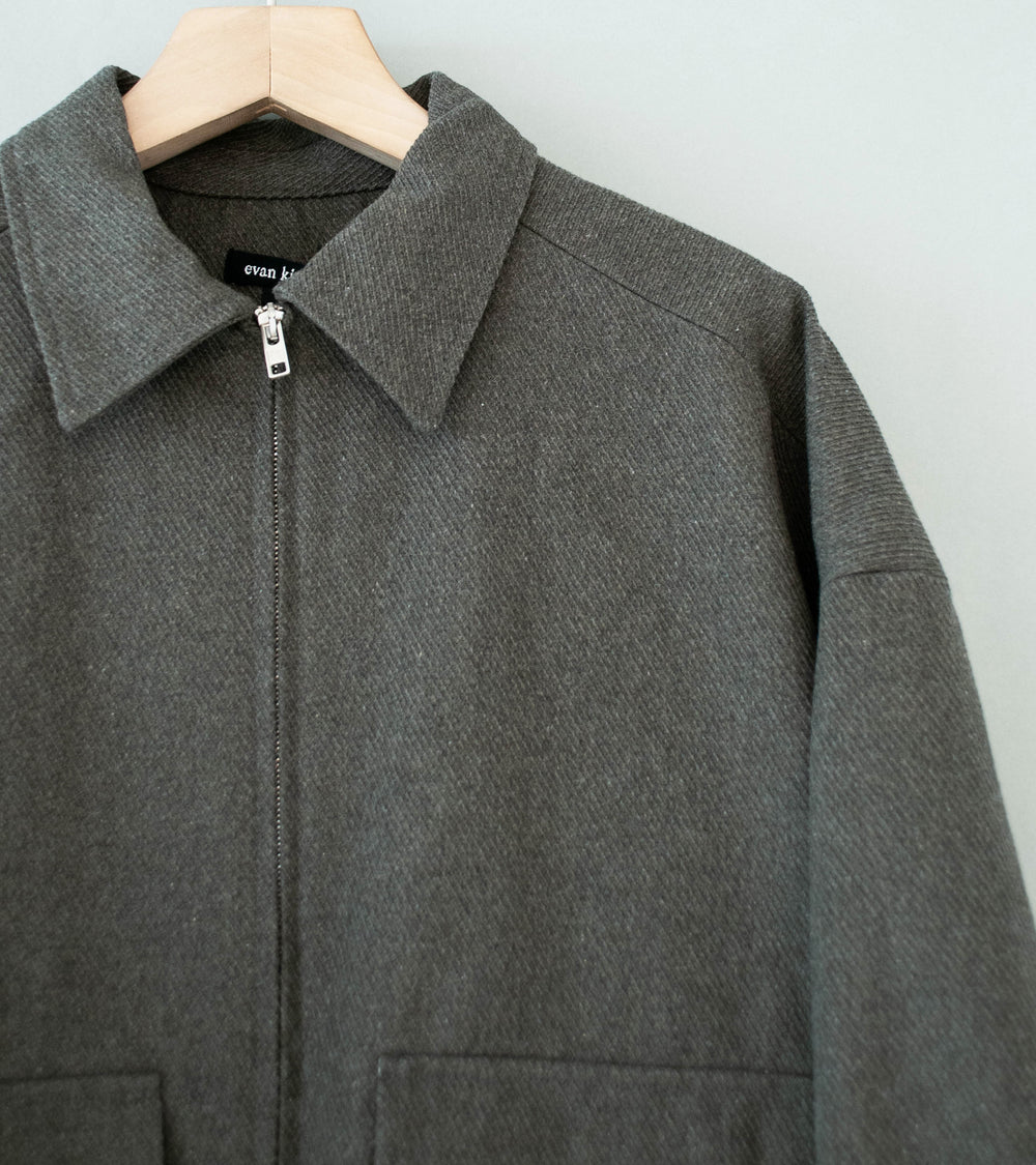 Evan Kinori 'Zip Jacket Two' (Olive Heather Top Dyed Cotton Kersey)