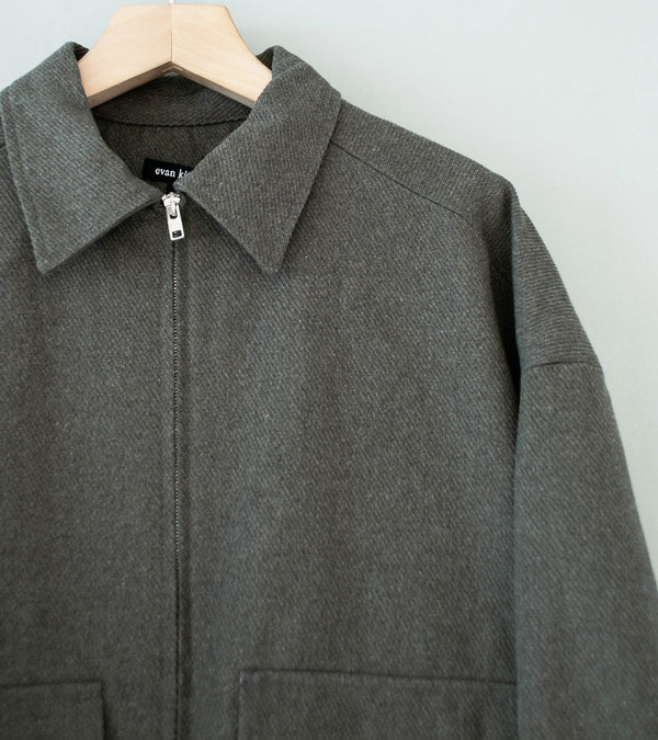 Evan Kinori 'Zip Jacket Two' (Olive Heather Top Dyed Cotton Kersey)