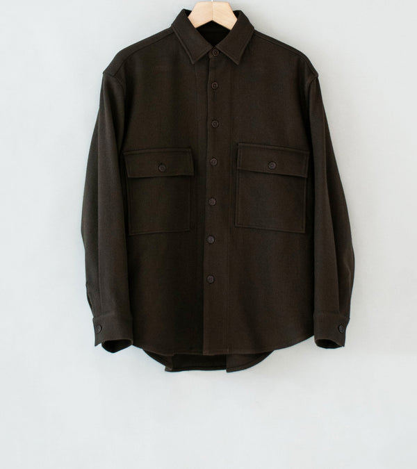 Evan Kinori 'Big Shirt' (Dark Brown Heavy Wool Flannel)