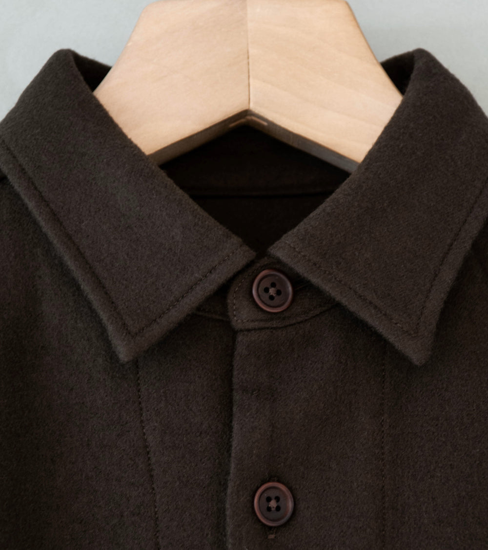 Evan Kinori 'Big Shirt' (Dark Brown Heavy Wool Flannel)