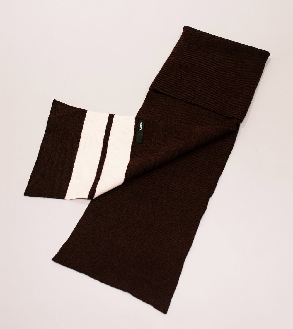 DERRICK 'Merino Snoodscarf' (Oxblood Ecru Merino Lambswool)