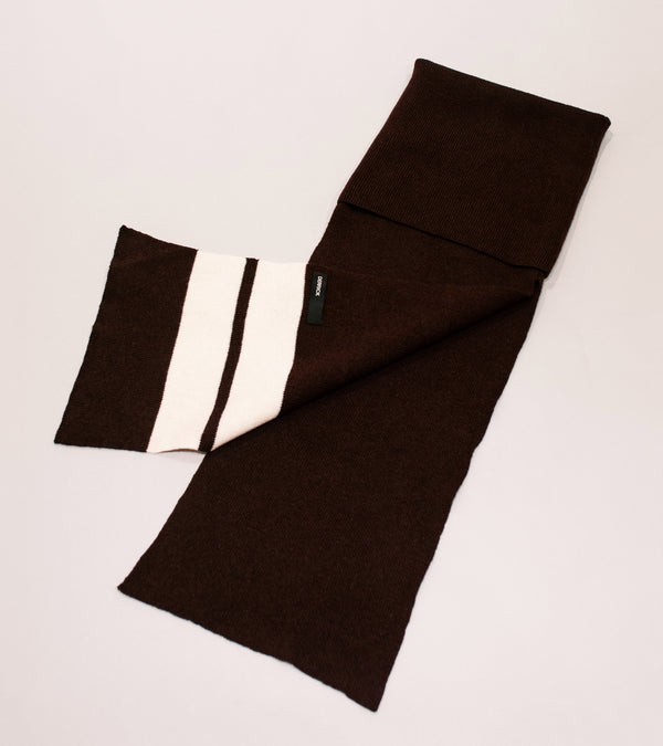 DERRICK 'Merino Snoodscarf' (Oxblood Ecru Merino Lambswool)