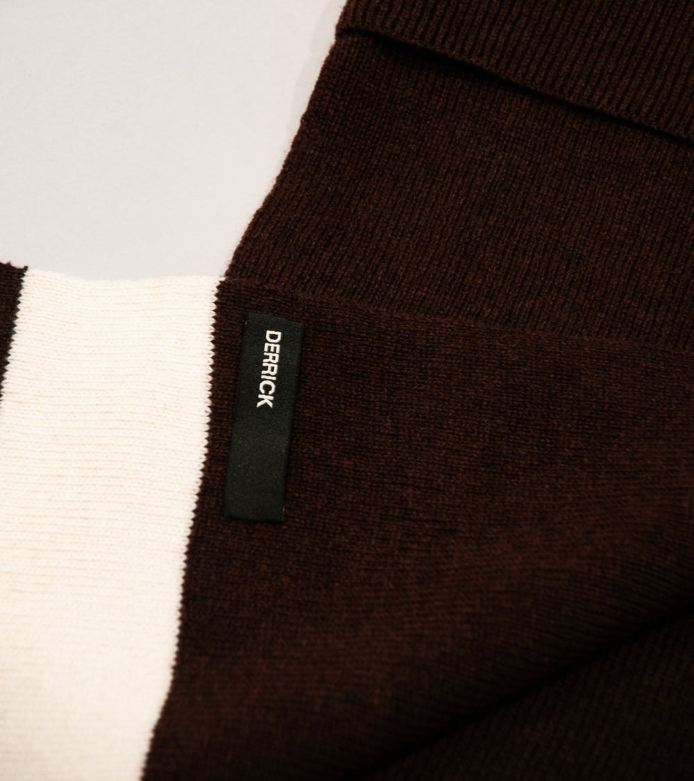 DERRICK 'Merino Snoodscarf' (Oxblood Ecru Merino Lambswool)