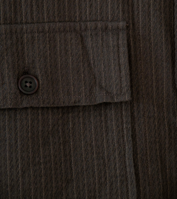 Evan Kinori 'Big Shirt' (Dark Olive Cotton Dobby Stripe)