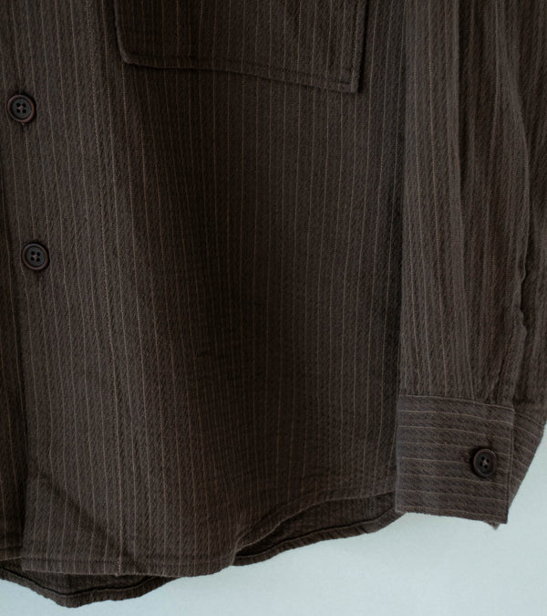 Evan Kinori 'Big Shirt' (Dark Olive Cotton Dobby Stripe)