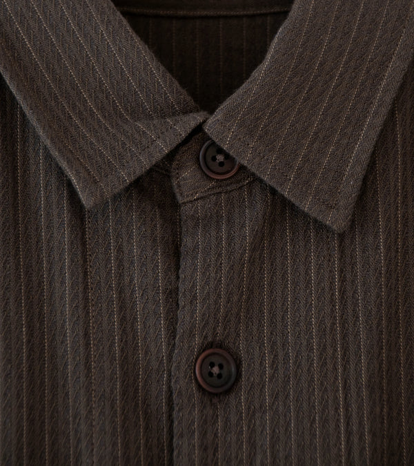 Evan Kinori 'Big Shirt' (Dark Olive Cotton Dobby Stripe)