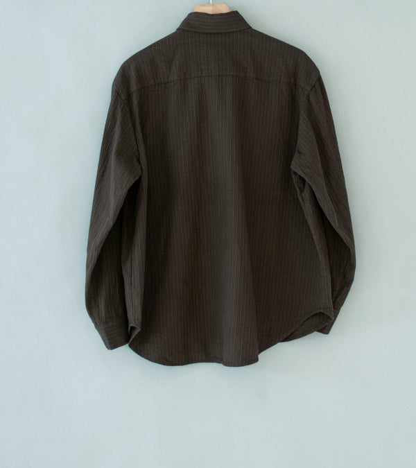 Evan Kinori 'Big Shirt' (Dark Olive Cotton Dobby Stripe)