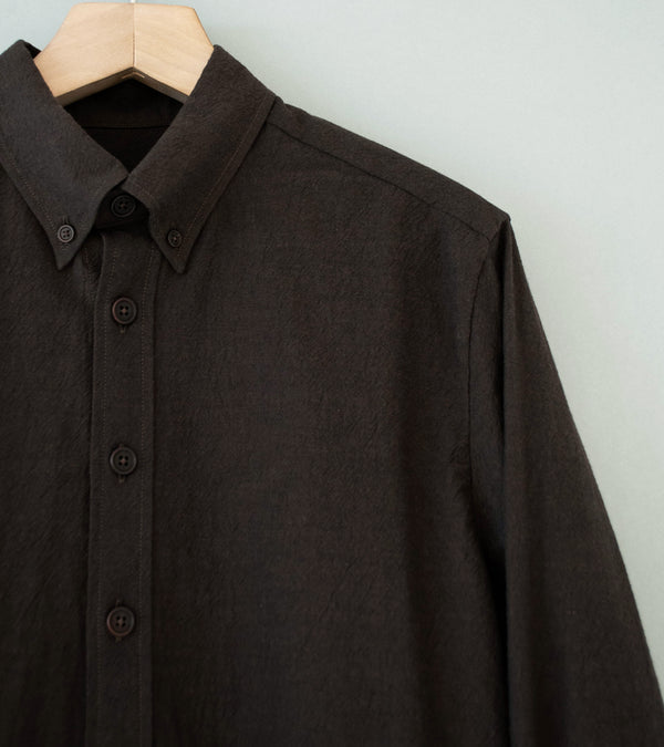 Evan Kinori 'Oxford Shirt' (Brown Black Yarn Dyed Cotton Yak)
