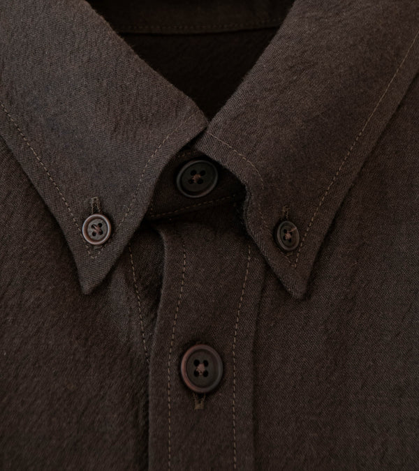 Evan Kinori 'Oxford Shirt' (Brown Black Yarn Dyed Cotton Yak)