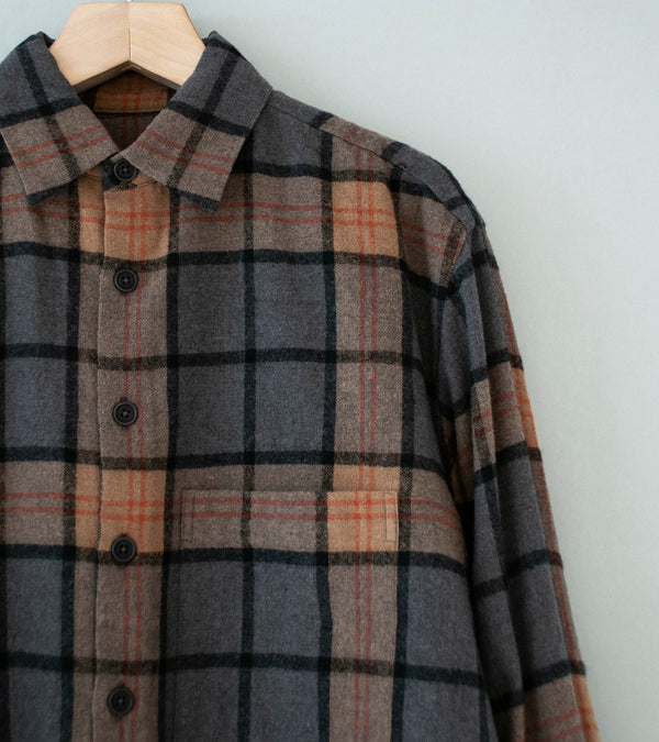 Evan Kinori 'Big Shirt Two' (Black Grey Beige Wool Cashmere Check)