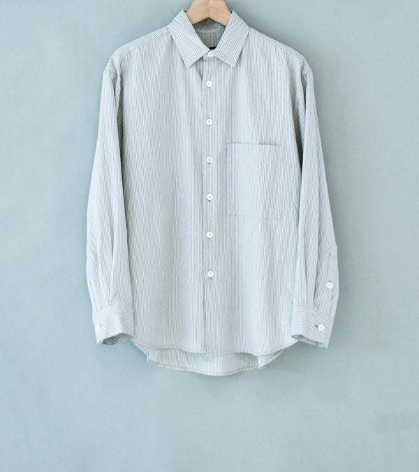 Evan Kinori 'Big Shirt Two' (Light Grey Black Organic Cotton Stripe)