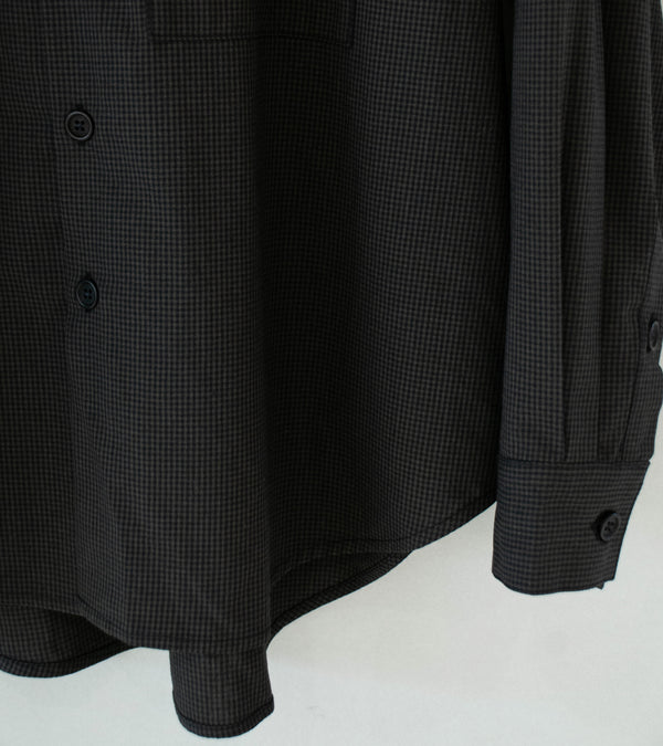 Evan Kinori 'Big Shirt Two' (Olive Black Worsted Wool Check)
