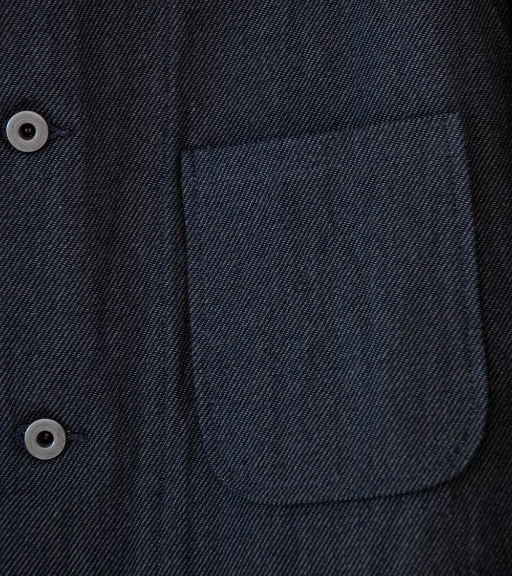 Evan Kinori 'Three Pocket Jacket' (Navy Grey Yarn Dyed Cotton Twill)